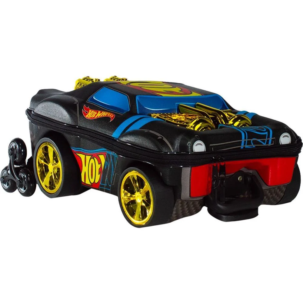 MOCHILA INFANTIL COM RODINHA HOT WHEELS NIGHT SHIFTER PRETO MAXTOY (UNIDADE) - imagem 3