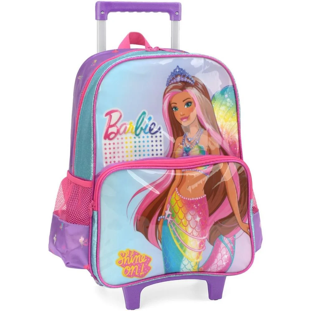 MOCHILA INFANTIL COM RODINHA BARBIE GD ROXA LUXCEL (UNIDADE) - imagem 2