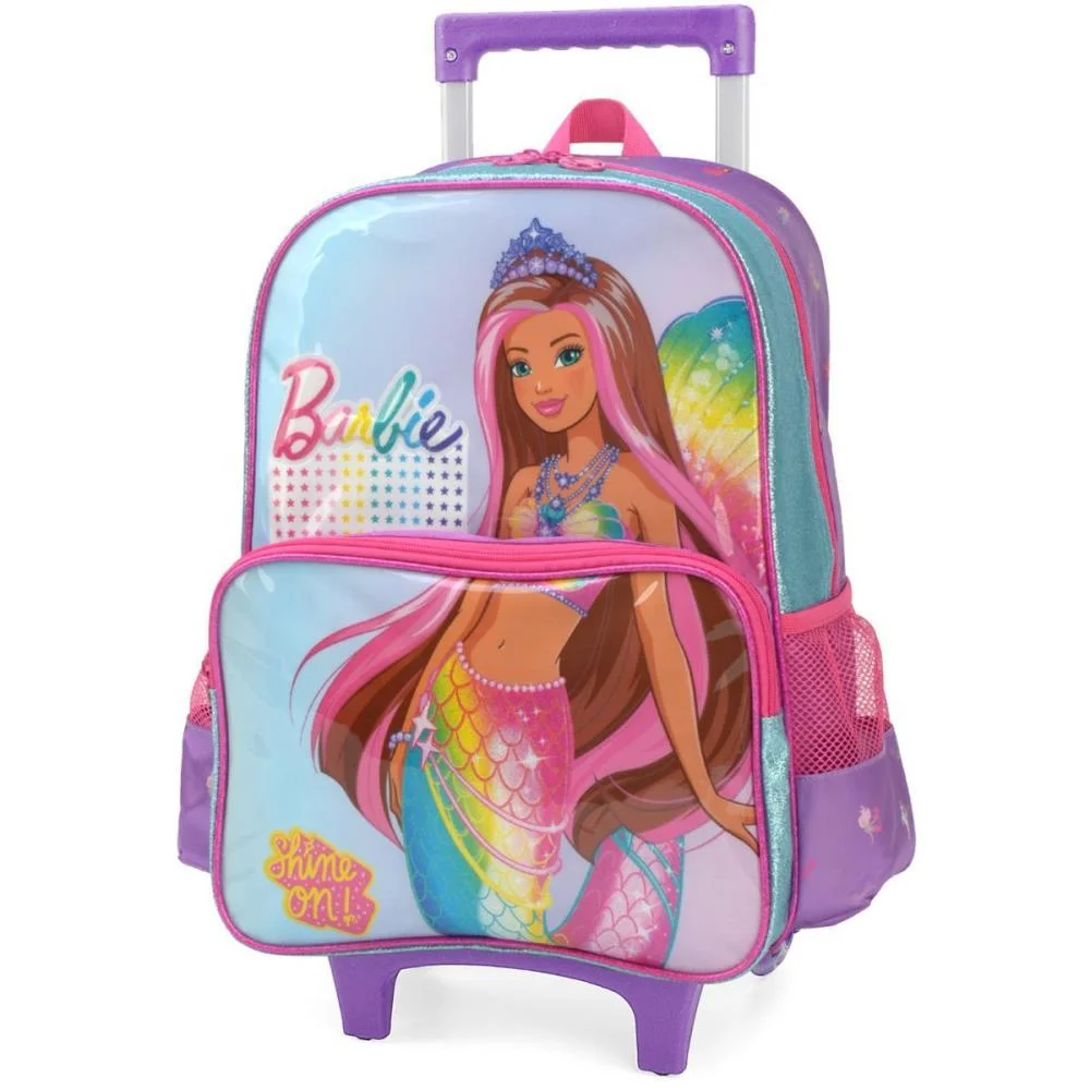 MOCHILA INFANTIL COM RODINHA BARBIE GD ROXA LUXCEL (UNIDADE) - imagem 4