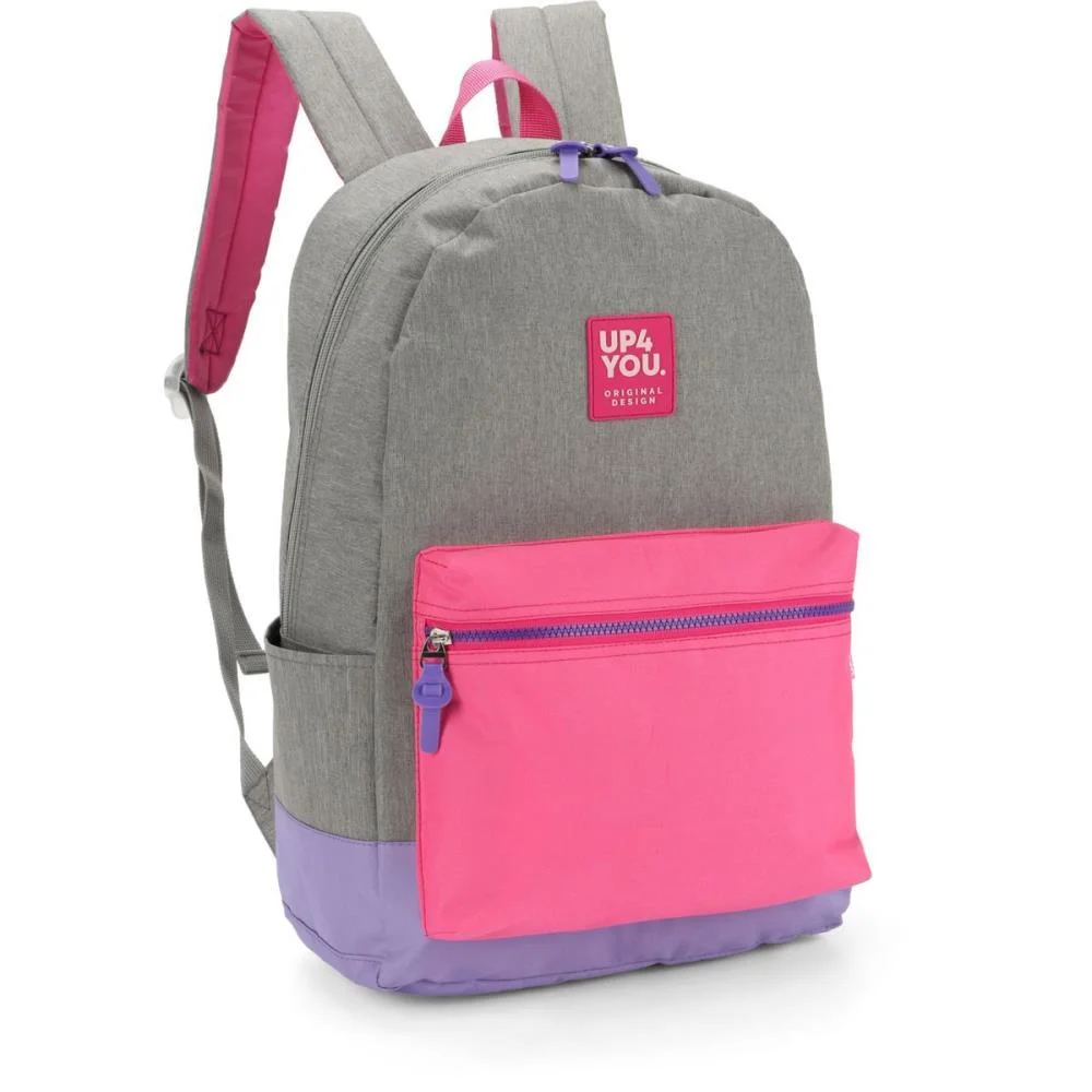 MOCHILA UP4YOU G CINZA C/PINK LUXCEL (UNIDADE) - imagem 2