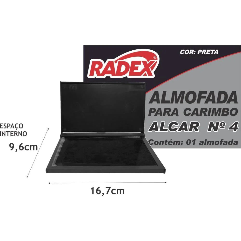 ALMOFADA CARIMBO N.4 PRETA RADEX (UNIDADE) - imagem 2