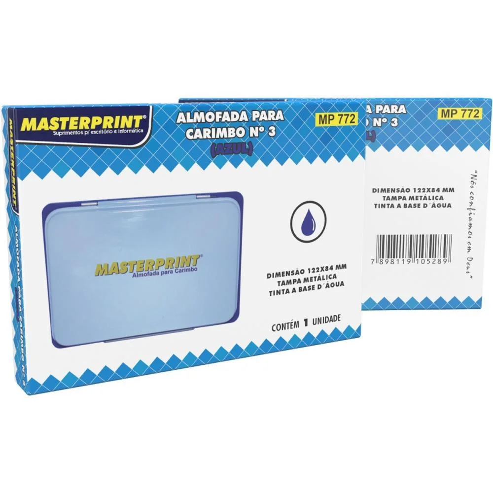 ALMOFADA CARIMBO N.3 MP 772 AZUL TAMPA METAL MASTERPRINT (UNIDADE) - imagem 4