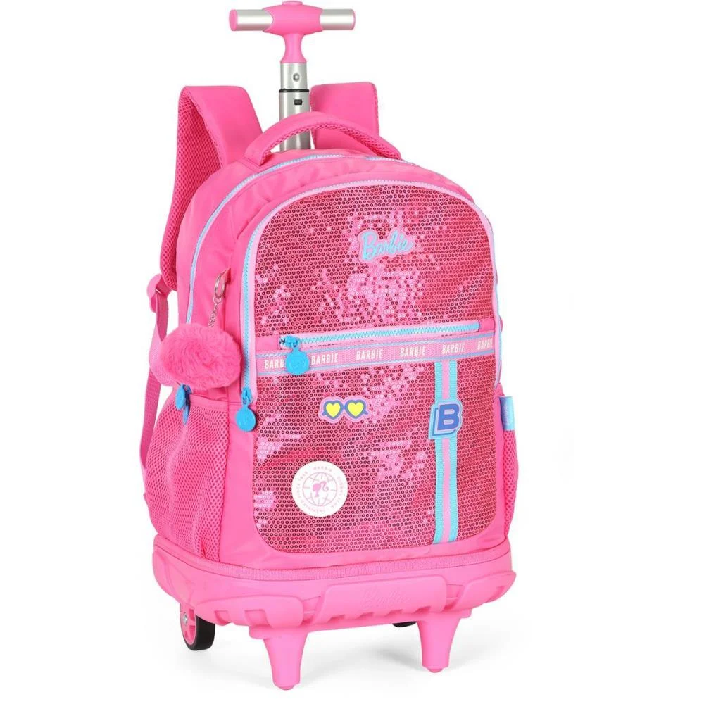 MOCHILA COM RODINHA BARBIE PINK G C/PAETE LUXCEL (UNIDADE) - imagem 3