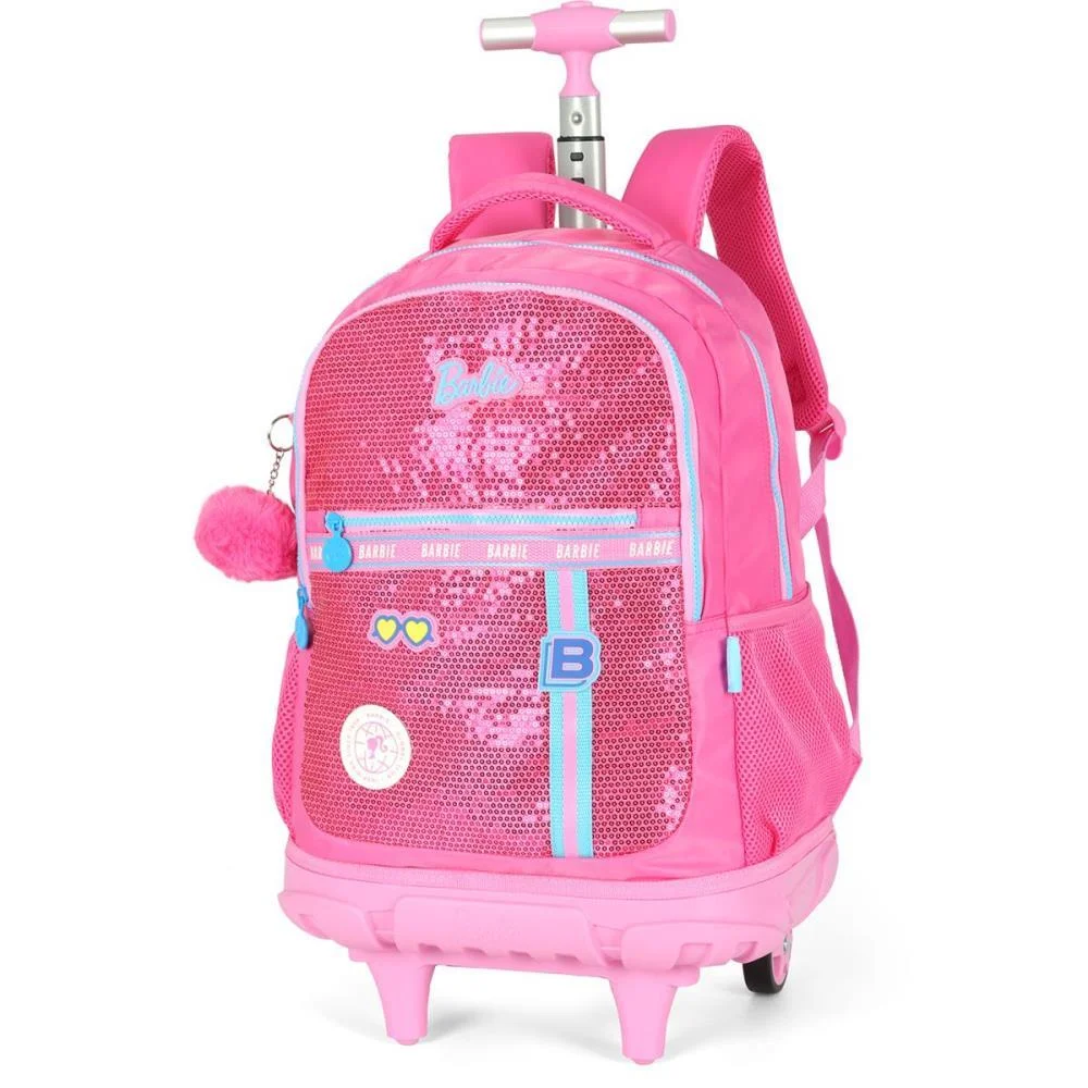 MOCHILA COM RODINHA BARBIE PINK G C/PAETE LUXCEL (UNIDADE) - imagem 4