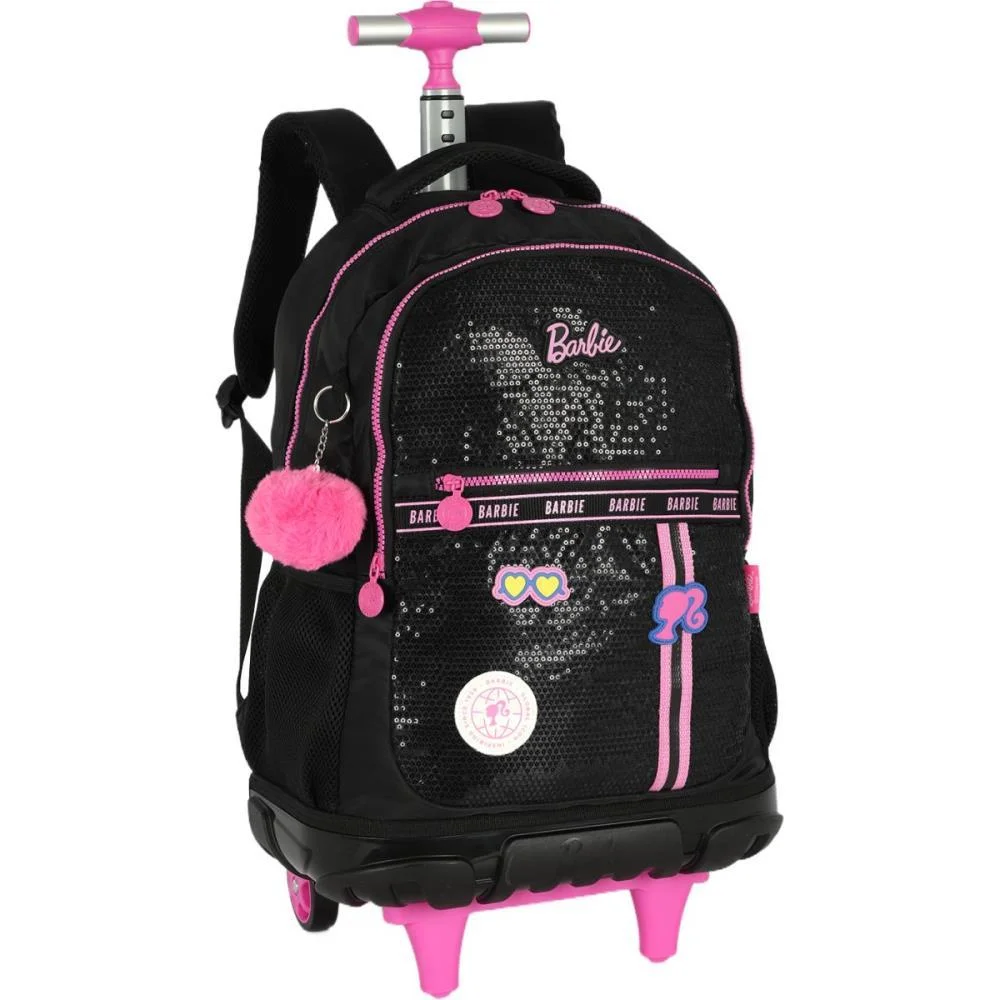 MOCHILA COM RODINHA BARBIE PRETO G C/PAETE LUXCEL (UNIDADE) - imagem 3