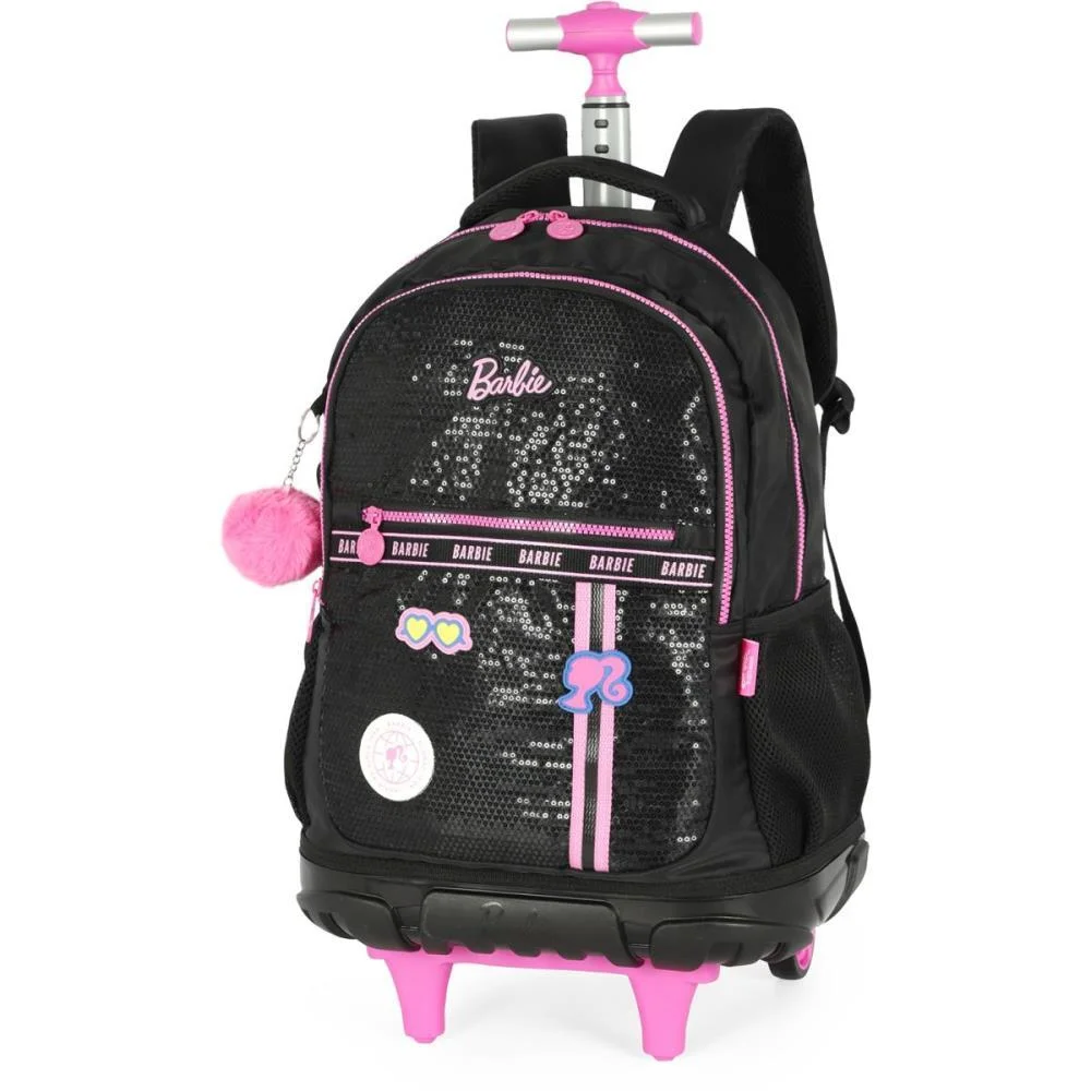 MOCHILA COM RODINHA BARBIE PRETO G C/PAETE LUXCEL (UNIDADE) - imagem 4