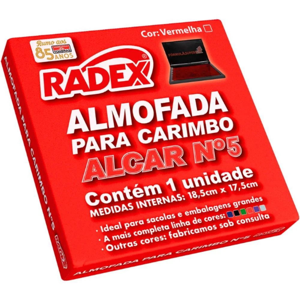 ALMOFADA CARIMBO N.5 VERMELHA RADEX (UNIDADE) - imagem 3