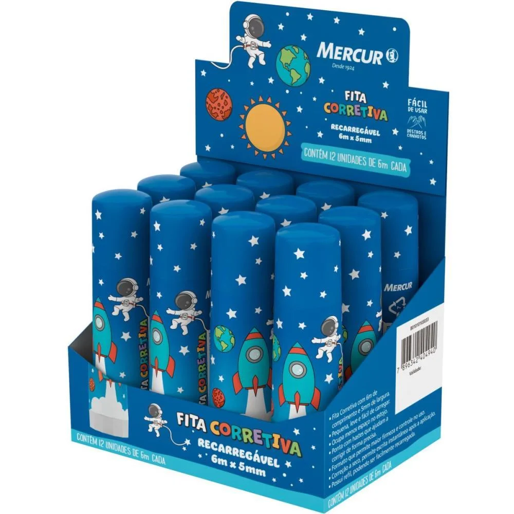 CORRETIVO EM FITA RECARREG. 5MMX6M SISTEMA SOLAR MERCUR (CX.C/12) - imagem 2