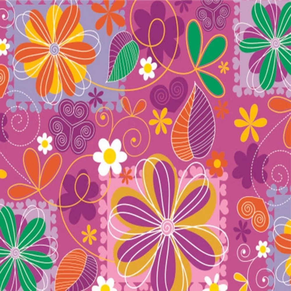 PAPEL PRESENTE BOBINA COUCHE 60CM.MOD.191 FLORES E CORES V.M.P. (BO-100MTS) - imagem 2