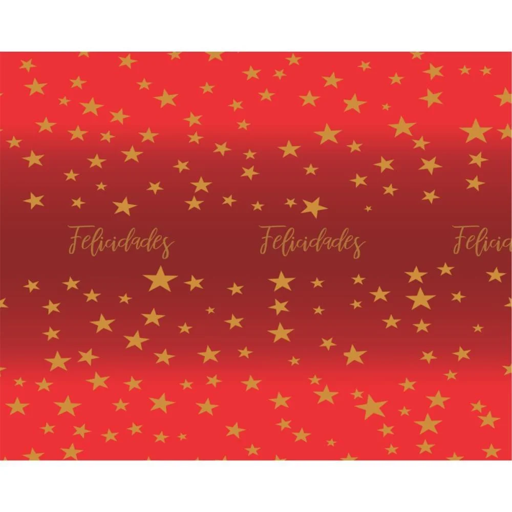 PAPEL PRESENTE BOBINA COUCHE 60CM.MOD.217 ESTRELAS VERMELHO V.M.P. (BO-100MTS) - imagem 3