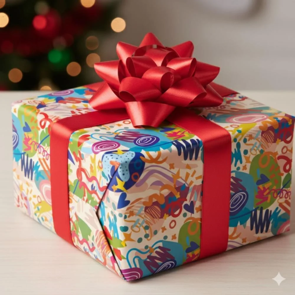 PAPEL PRESENTE BOBINA COUCHE 60CM. MOD.333 RABISCOS COLORID GESSELE (BO-100MTS) - imagem 3