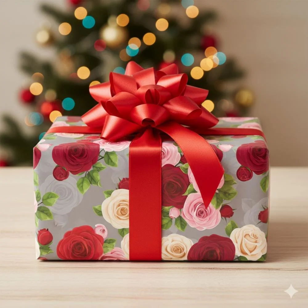 PAPEL PRESENTE BOBINA COUCHE 60CM. MOD.218 ROSAS GESSELE (BO-100MTS) - imagem 3