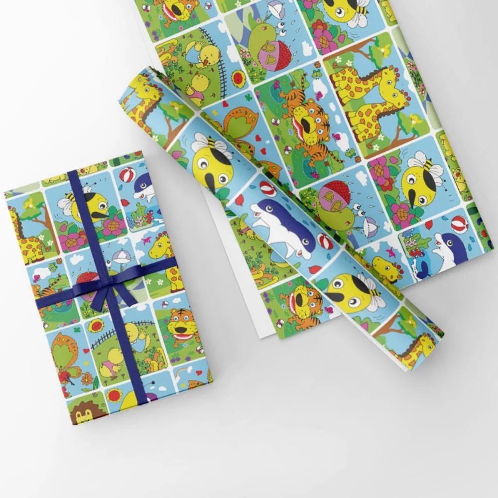 PAPEL PRESENTE BOBINA COUCHE 60CM. MOD.121 BICHINHOS GESSELE (BO-100MTS) - imagem 4