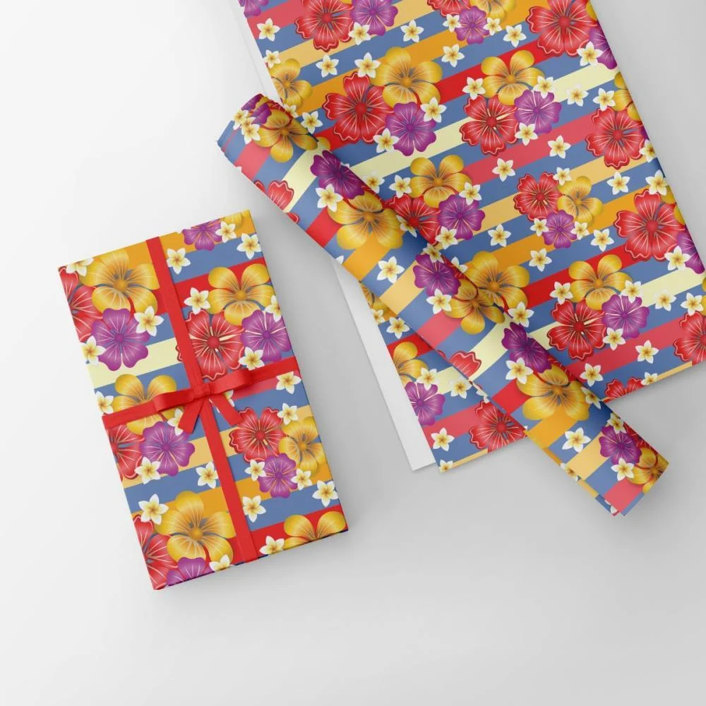 PAPEL PRESENTE BOBINA COUCHE 60CM. MOD.211 FLORES E LISTRAS GESSELE (BO-100MTS) - imagem 4