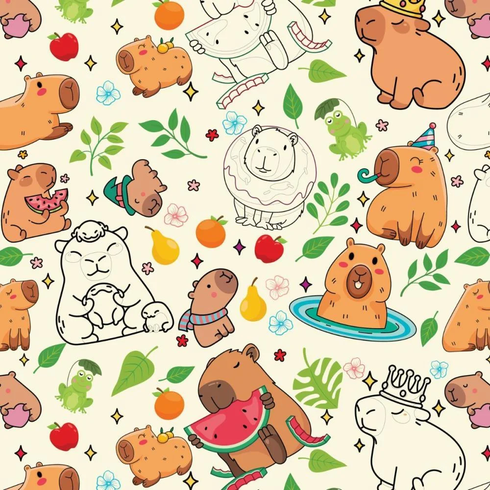 PAPEL PRESENTE BOBINA COUCHE 40CM. MOD.156 CAPIVARAS GESSELE (BO-100MTS) - imagem 4