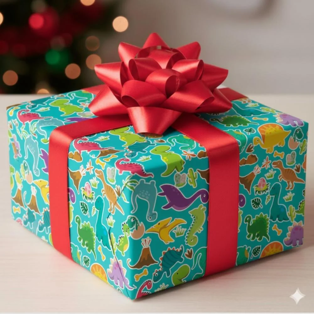 PAPEL PRESENTE BOBINA COUCHE 60CM. MOD.142 DINOSSAUROS GESSELE (BO-100MTS) - imagem 3