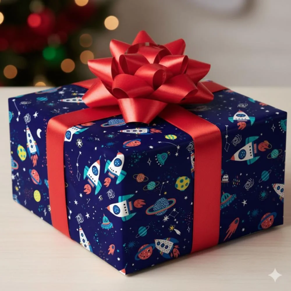 PAPEL PRESENTE BOBINA COUCHE 60CM. MOD.123 FOGUETES GESSELE (BO-100MTS) - imagem 3