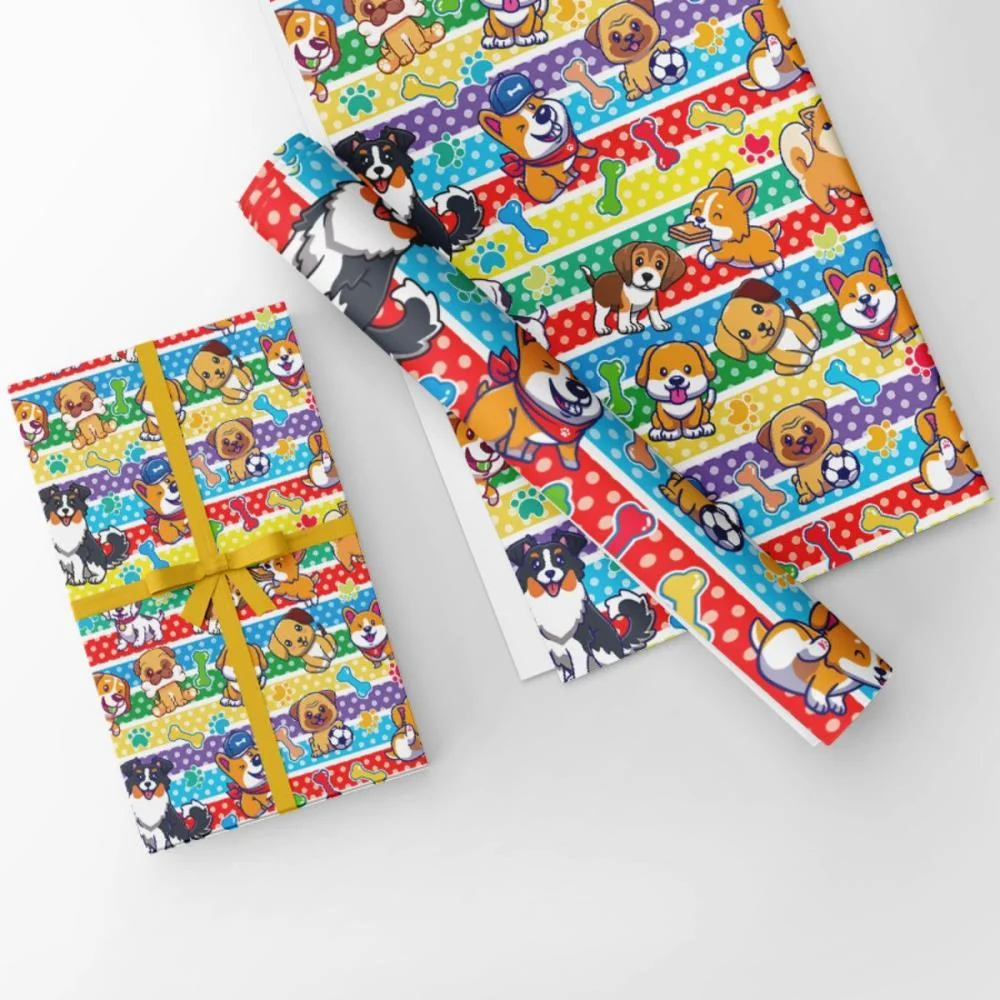 PAPEL PRESENTE BOBINA COUCHE 60CM. MOD.125 CACHORRINHOS GESSELE (BO-100MTS) - imagem 4