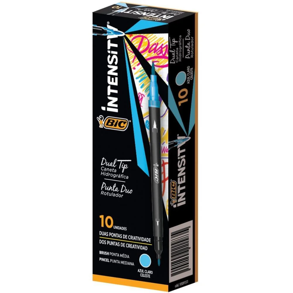 CANETA COM PONTA POROSA INTENSITY 2 PONTAS AZUL BIC (CX.C/10) - imagem 2
