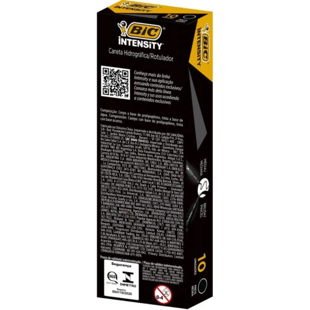 CANETA COM PONTA POROSA INTENSITY 2 PONTAS PRETA BIC (CX.C/10) - imagem 4