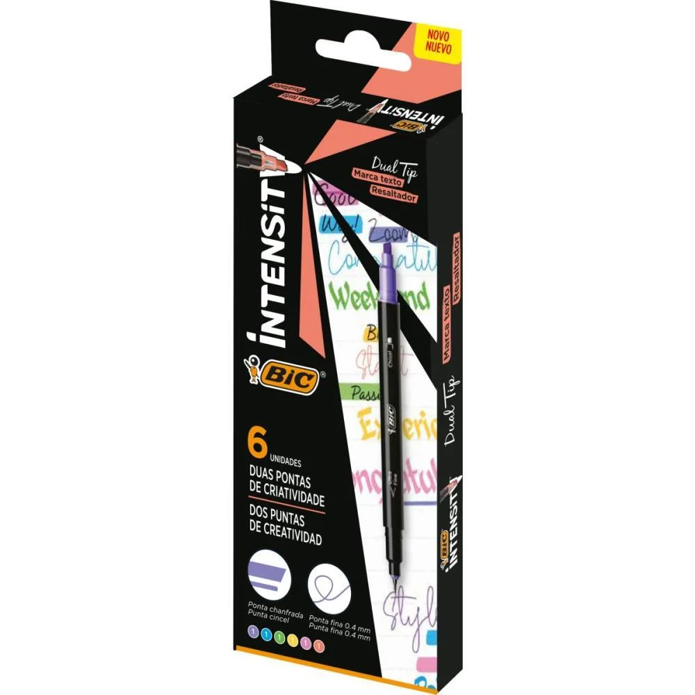 CANETA COM PONTA POROSA INTENSITY 2 PONTAS SORT.PASTEL BIC (CX.C/06) - imagem 3