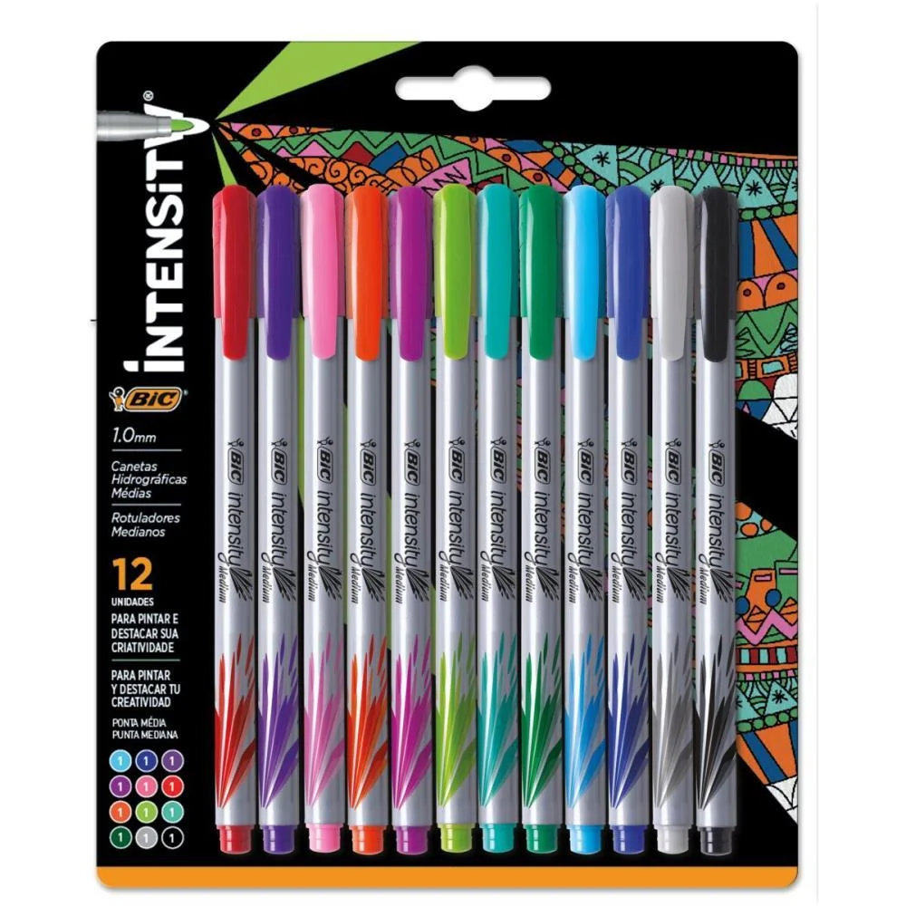 CANETA COM PONTA POROSA INTENSITY 1.0MM COLORS 12CORES BIC (BL.C/12) - imagem 2