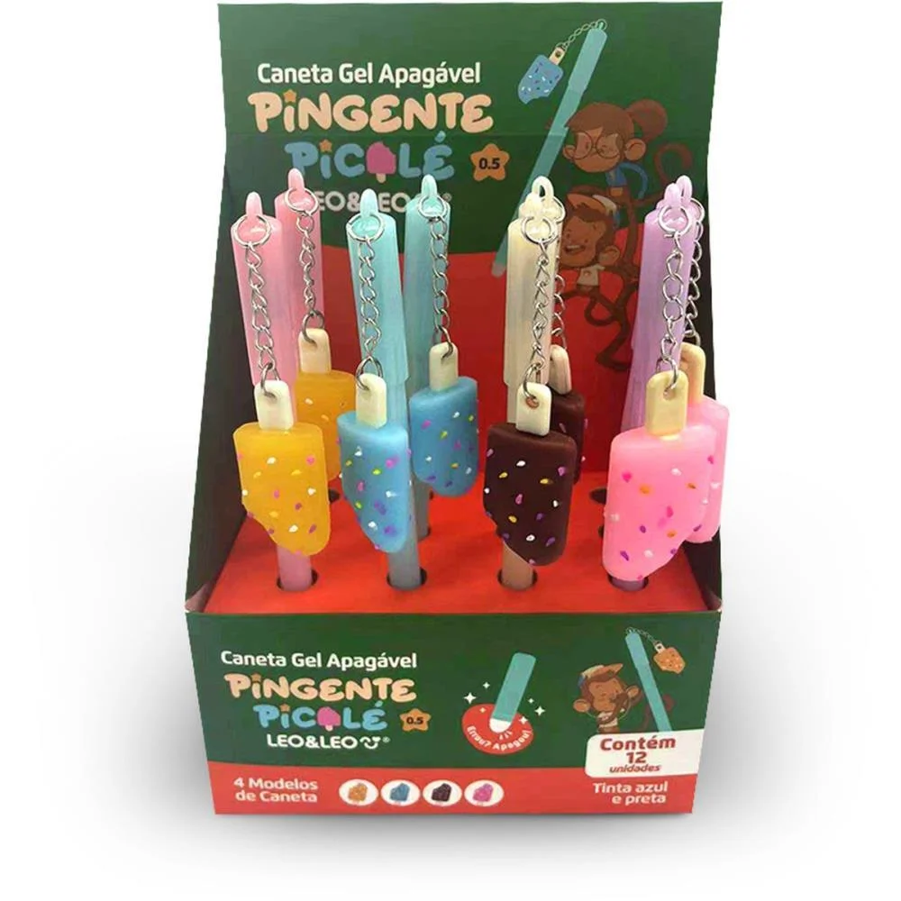 CANETA APAGAVEL GEL 0.5MM C/PINGENTE PICOLE LEONORA (DP.C/12) - imagem 4