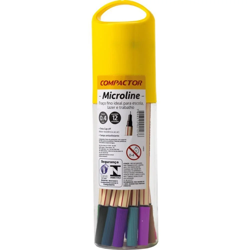 CANETA COM PONTA POROSA MICROLINE 0,4MM 12 CORES COMPACTOR (ESTOJO) - imagem 3