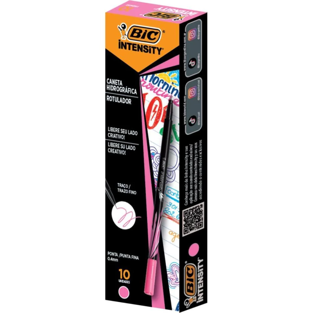 CANETA COM PONTA POROSA INTENSITY 0.4MM ROSA BIC (CX.C/10) - imagem 2