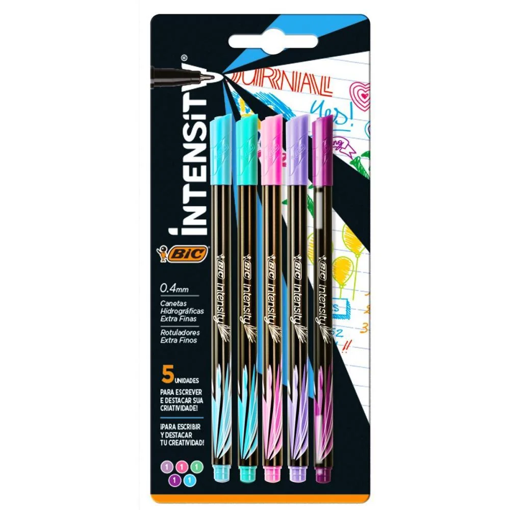 CANETA COM PONTA POROSA INTENSITY 0.4MM PASTEL 5CORES BIC (BL.C/05) - imagem 3