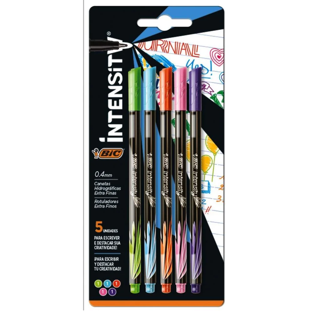 CANETA COM PONTA POROSA INTENSITY 0.4MM COLORS 5CORES BIC (BL.C/05) - imagem 2