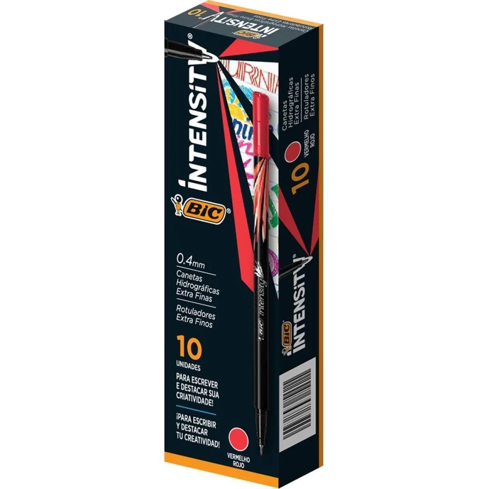 CANETA COM PONTA POROSA INTENSITY 0.4MM VERMELHA BIC (CX.C/10) - imagem 4