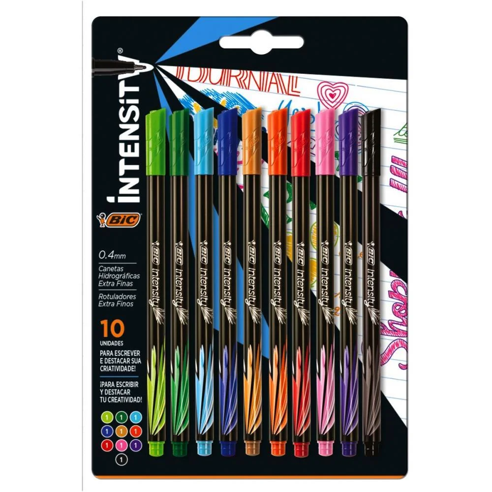 CANETA COM PONTA POROSA INTENSITY 0.4MM COLORS 10CORES BIC (BL.C/10) - imagem 3