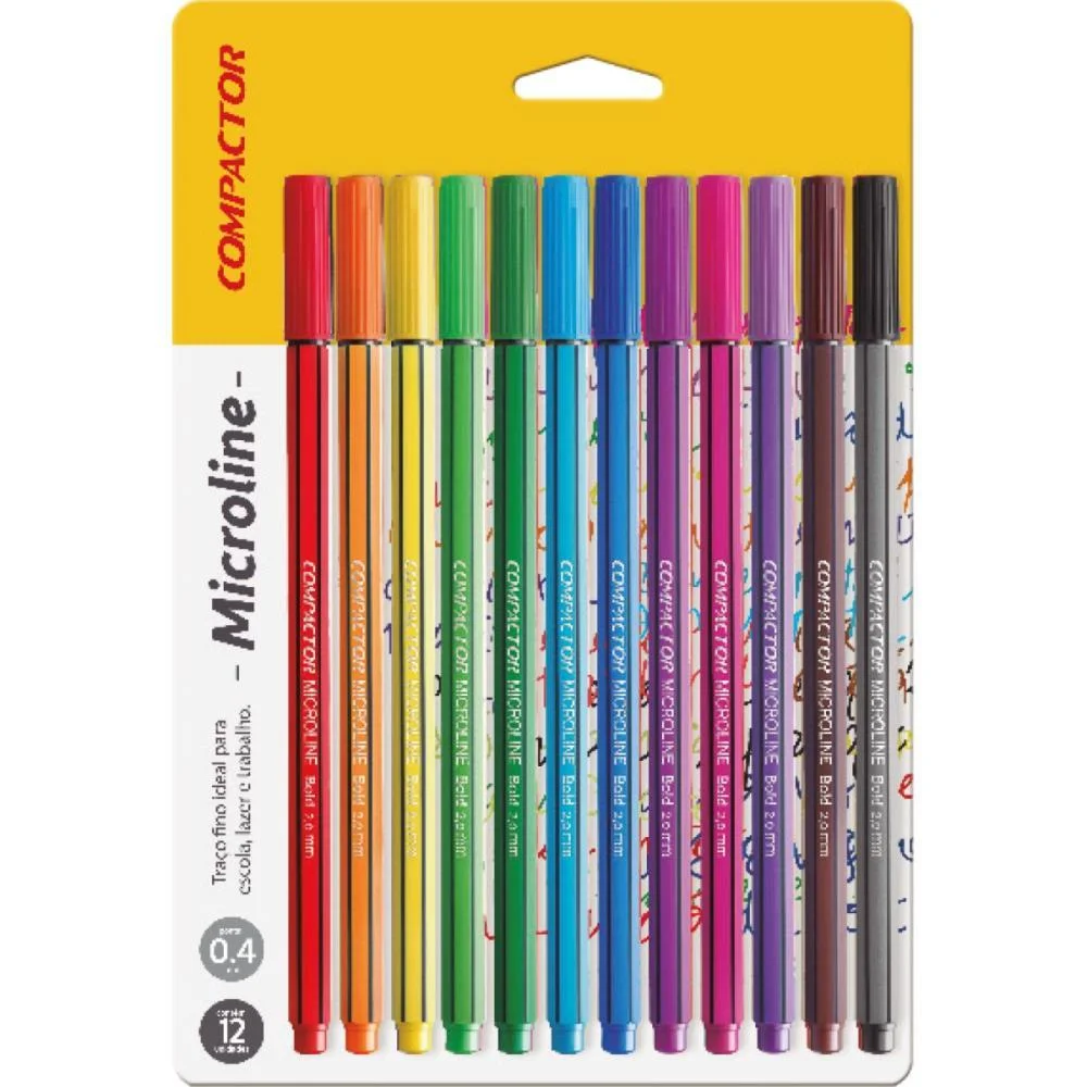 CANETA COM PONTA POROSA MICROLINE 0,4MM 12CORES COMPACTOR (CX.C/05) - imagem 3