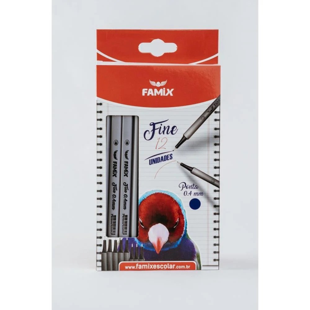 CANETA COM PONTA POROSA FINE 0.4MM AZUL FAMIX (BL.C/12) - imagem 3
