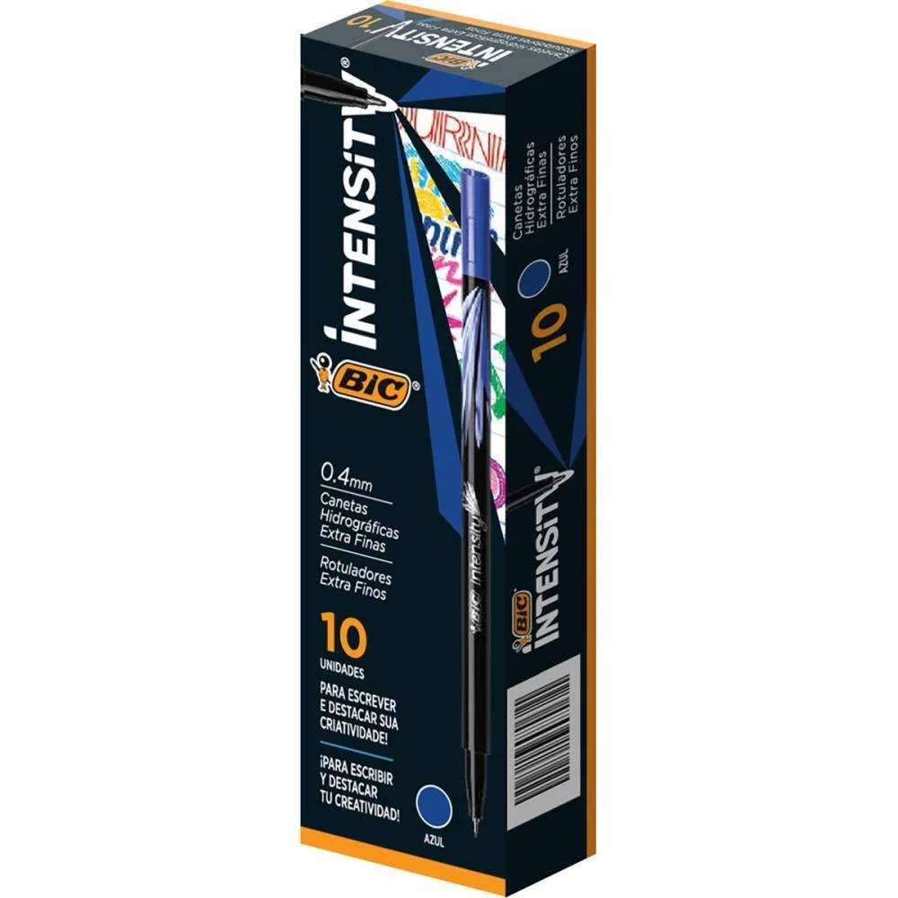 CANETA COM PONTA POROSA INTENSITY 0.4MM AZUL BIC (CX.C/10) - imagem 2