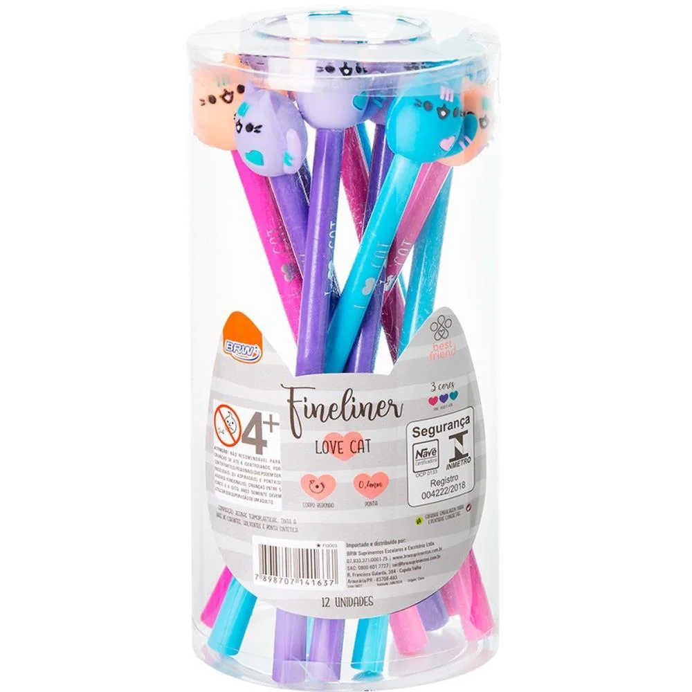 CANETA COM PONTA POROSA FINELINER 0.4MM CAT 3 CORES BRW (POTE-12) - imagem 2