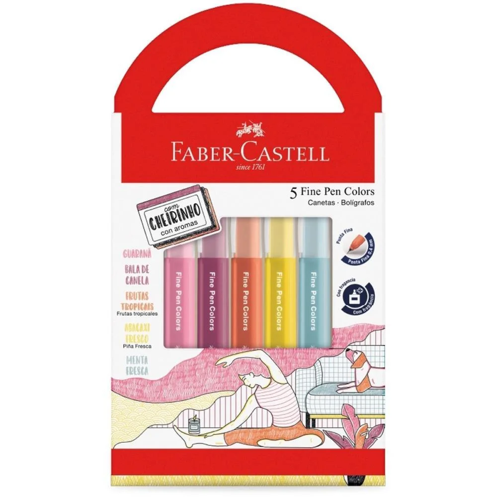 CANETA COM PONTA POROSA FINE PEN 5 CORES C/CHEIRINHO FABER-CASTELL (PCT.C/06) - imagem 3