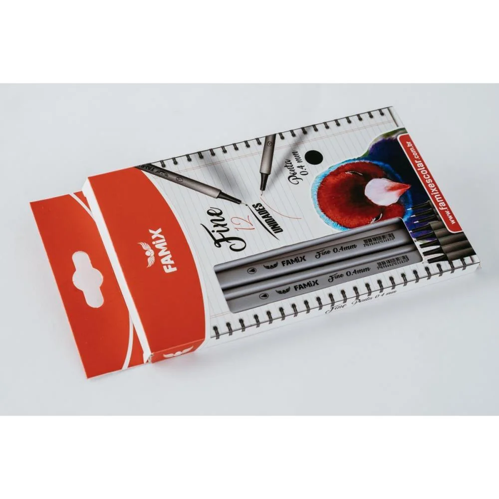 CANETA COM PONTA POROSA FINE 0.4MM PRETO FAMIX (BL.C/12) - imagem 4