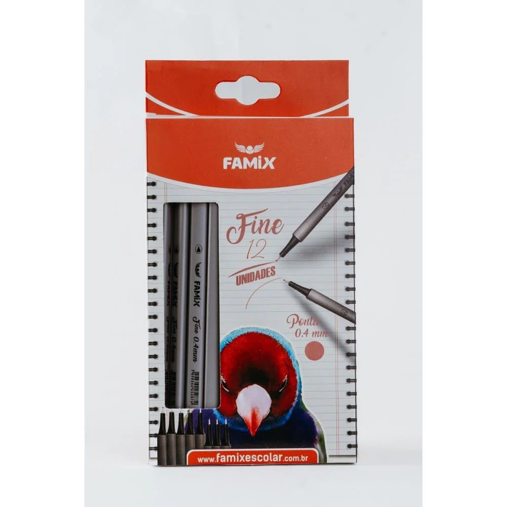 CANETA COM PONTA POROSA FINE 0.4MM ROSA FAMIX (BL.C/12) - imagem 3