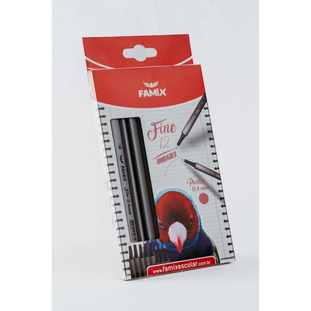CANETA COM PONTA POROSA FINE 0.4MM ROSA FAMIX (BL.C/12) - imagem 5