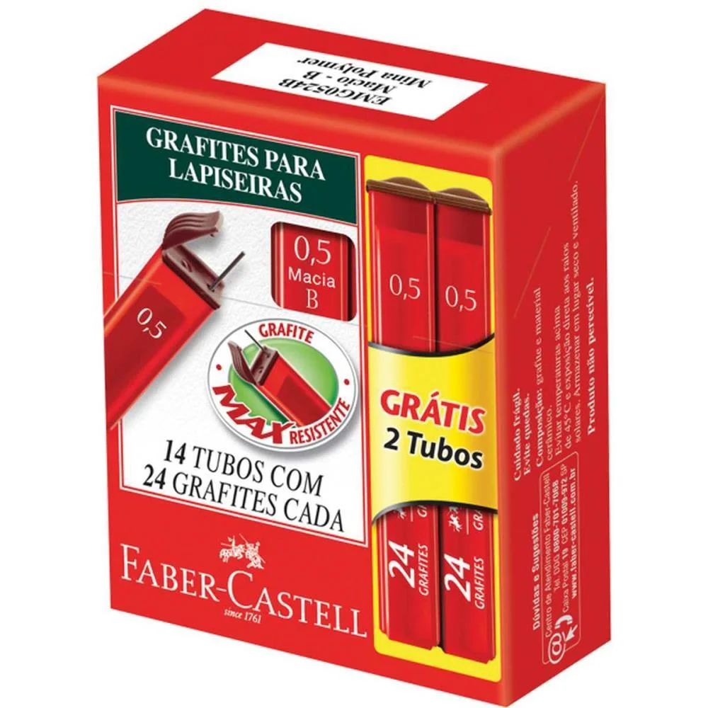 GRAFITE 0.5MM POLYMER HB 14TB X 24MN FABER-CASTELL (CX.C/14) - imagem 3