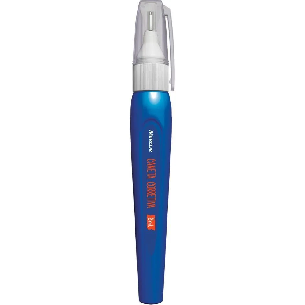 CANETA CORRETIVA 8ML AZUL PONTA METALICA MERCUR (CX.C/12) - imagem 3