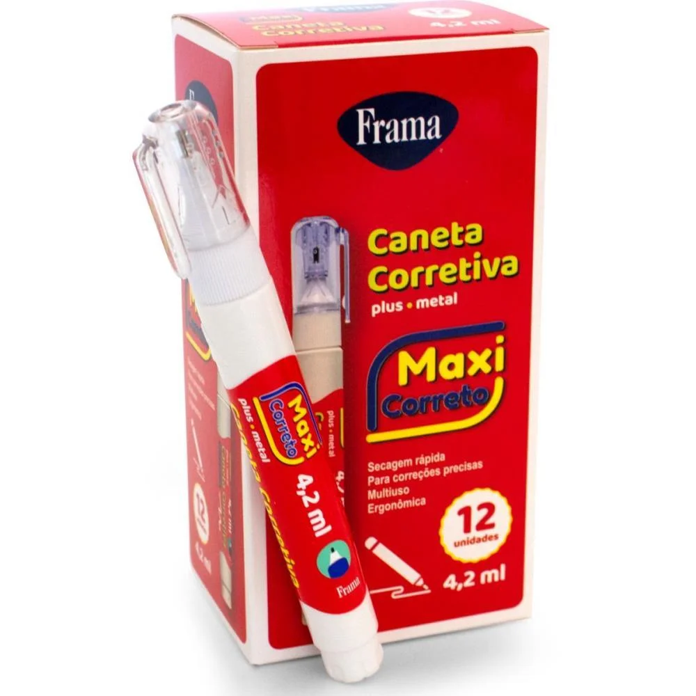 CANETA CORRETIVA 4,2ML PLUS METAL FRAMA (DP.C/12) - imagem 3