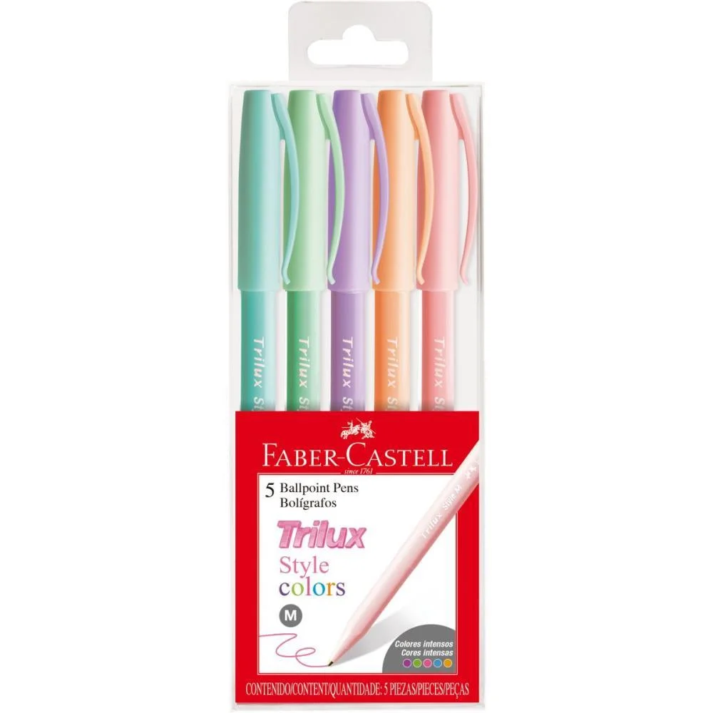 CANETA ESFEROGRAFICA TRILUX STYLE COLORS 5 CORES FABER-CASTELL (PCT.C/06) - imagem 2