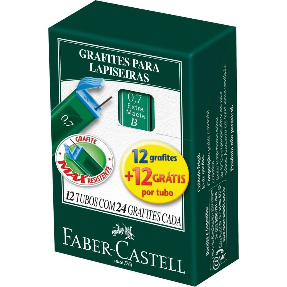 GRAFITE 0.7MM POLYMER B 12TB X 24MN FABER-CASTELL (CX.C/12) - imagem 2