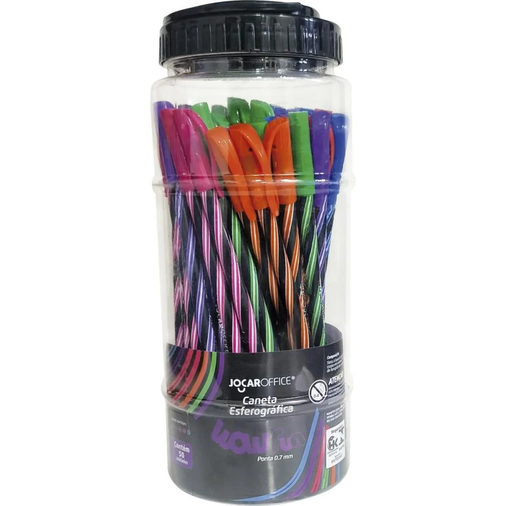 CANETA ESFEROGRAFICA WOW FUN BLACK 0.7MM 5CORES LEONORA (POTE-50) - imagem 2