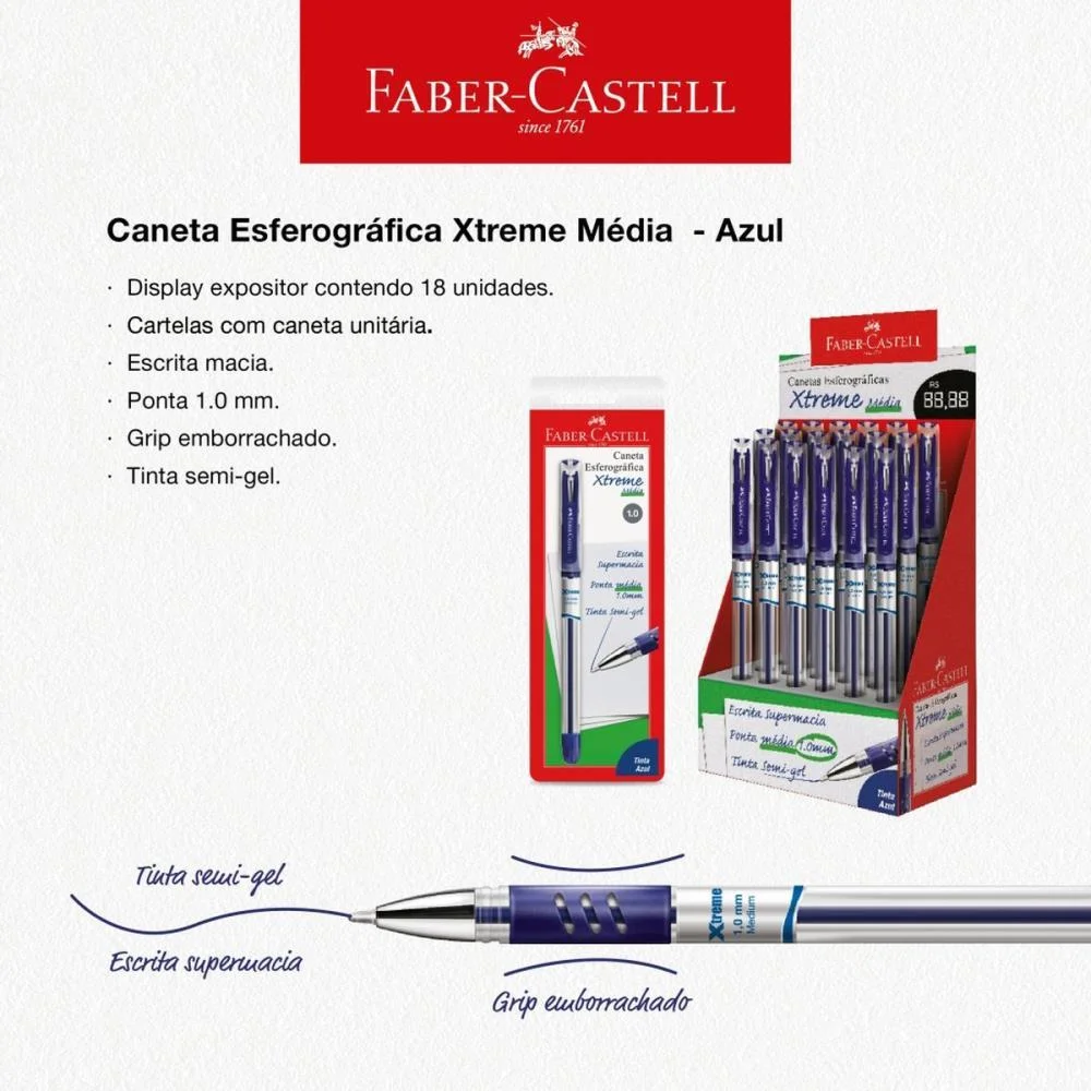 CANETA ESFEROGRAFICA XTREME 1.0MM AZUL FABER-CASTELL (DP.C/18) - imagem 4
