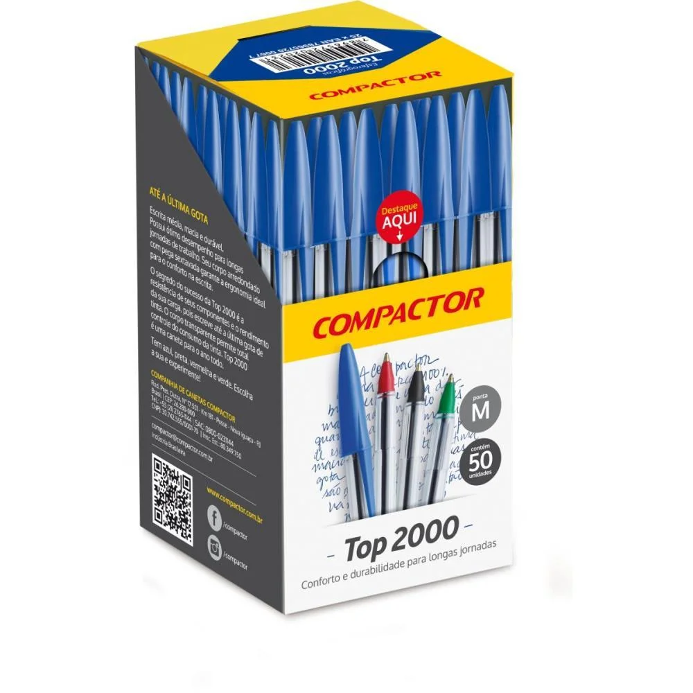 CANETA ESFEROGRAFICA TOP 2000 MEDIA AZUL COMPACTOR (CX.C/50) - imagem 3