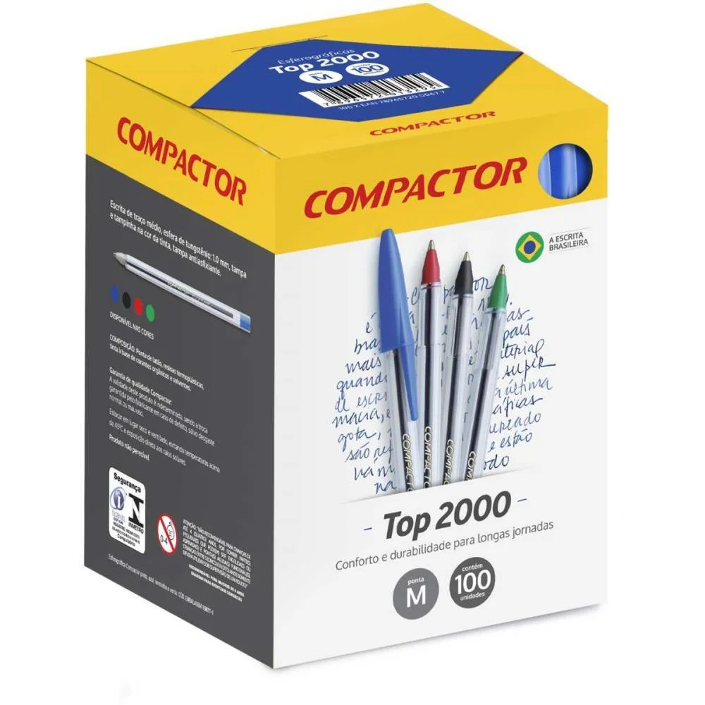 CANETA ESFEROGRAFICA TOP 2000 MEDIA AZUL COMPACTOR (CX.C/100) - imagem 3